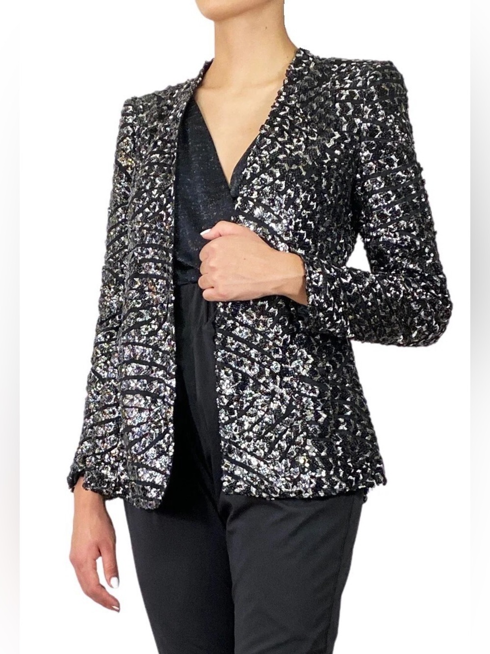 Zara Basic Collection Sequined Blazer Party Wedding Formal Celebration Sparkle